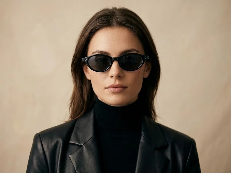 Gafas de sol ovaladas TR90 negras #BS0824-0082