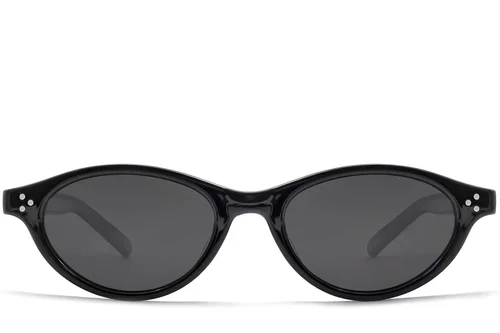 Lunettes de soleil ovales noires TR90 #BS0824-0082