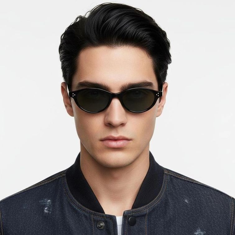 Ovale schwarze TR90-Sonnenbrille #BS0824-0083