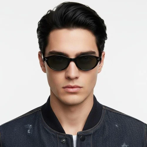 Lunettes de soleil ovales noires TR90 #BS0824-0083