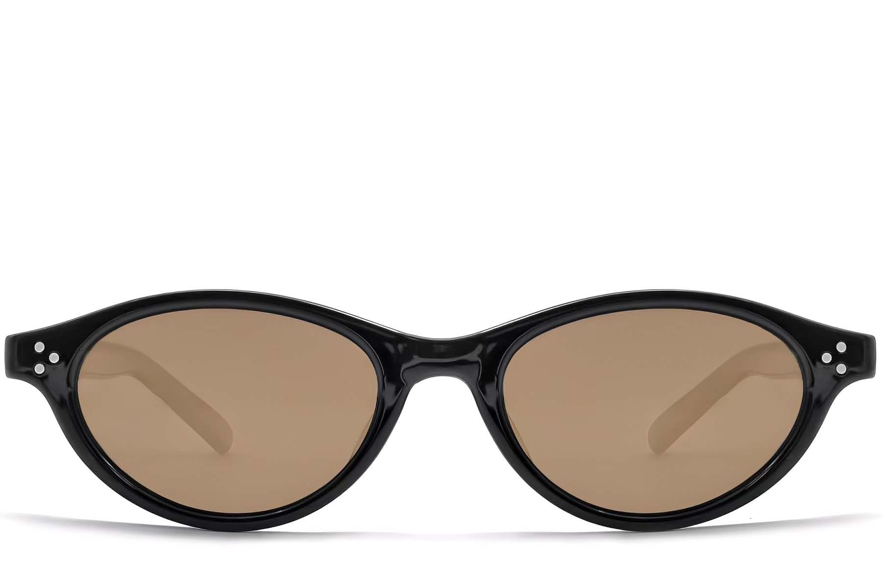 Lunettes de soleil ovales noires TR90 #BS0824-0084