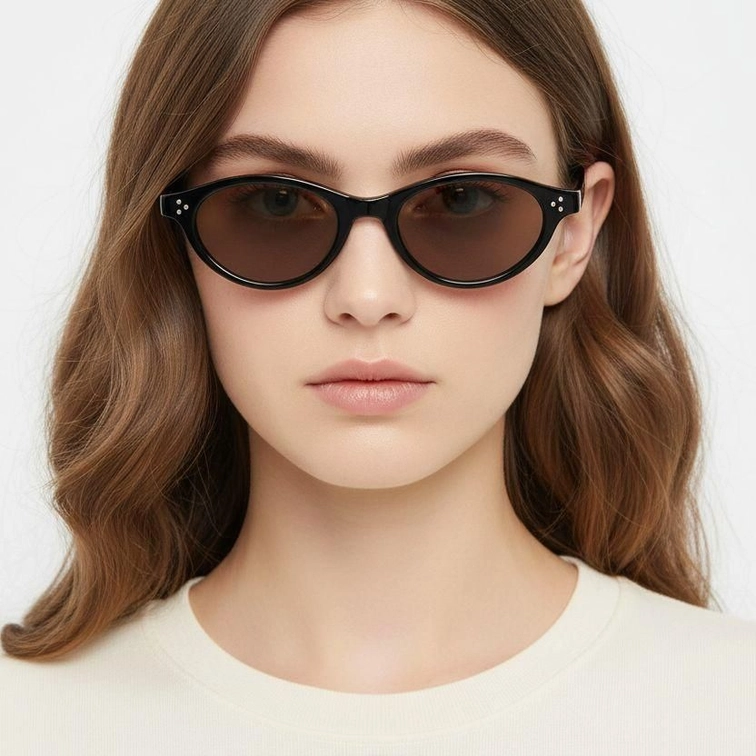 Ovale schwarze TR90-Sonnenbrille #BS0824-0084