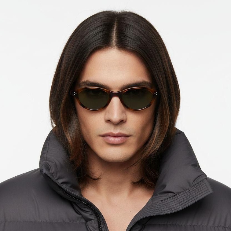 Lunettes de soleil ovales écaille de tortue TR90 #BS0824-0085