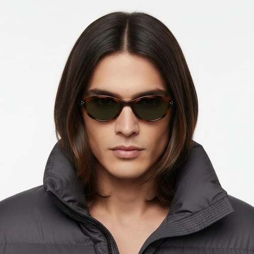 Occhiali da sole ovali in TR90 effetto tartaruga #BS0824-0085