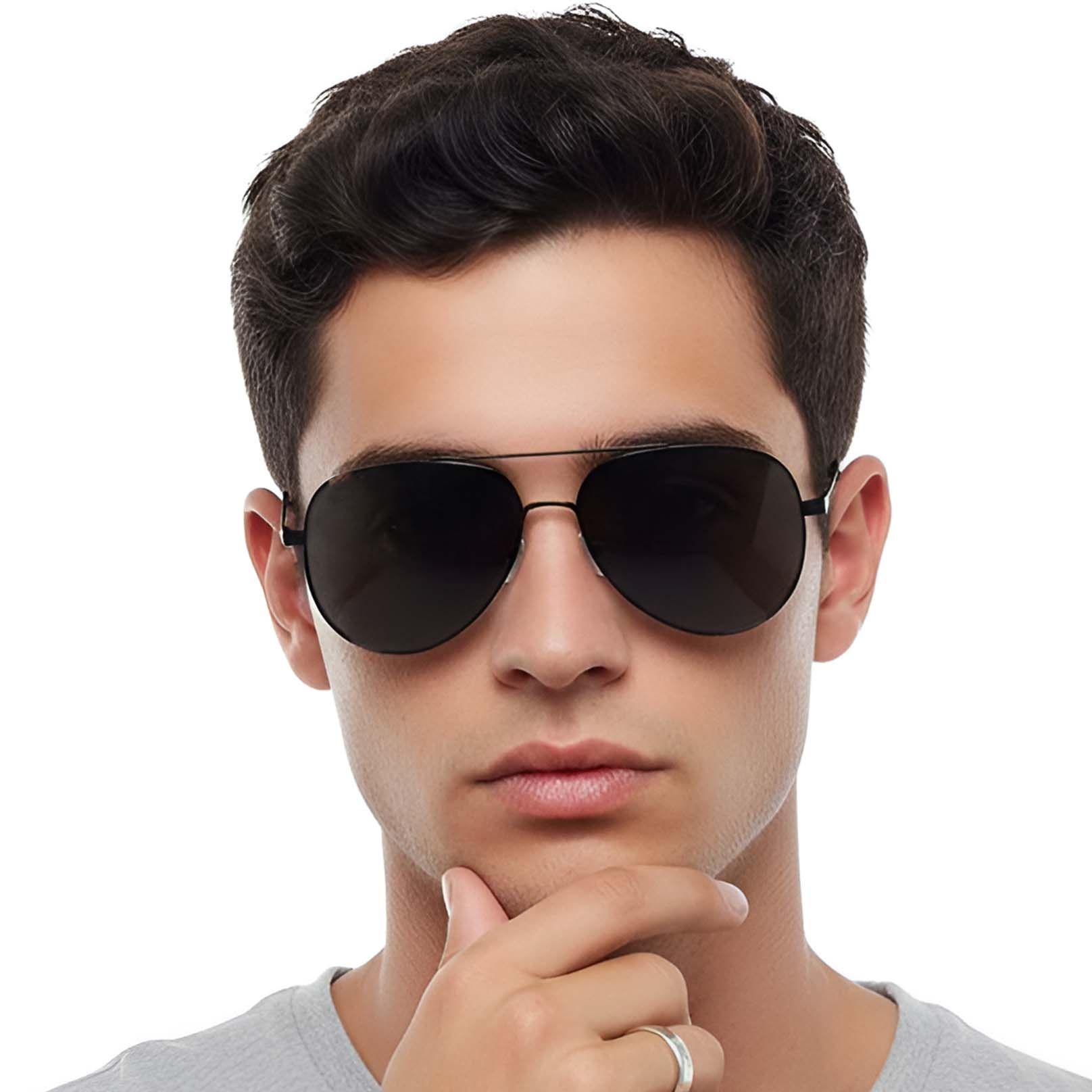 Aviator Black Metal Sunglasses #BS0824-0086