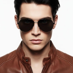 Aviator Black Metal Sunglasses #BS0824-0086