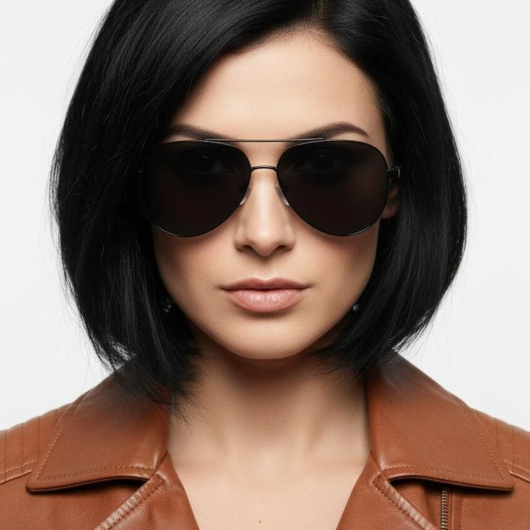 Gafas de sol de aviador de metal negro #BS0824-0086