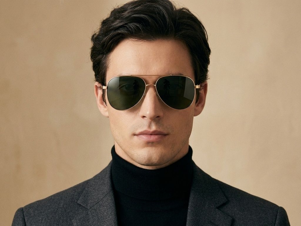 Piloten-Sonnenbrille aus goldenem Metall #BS0824-0087
