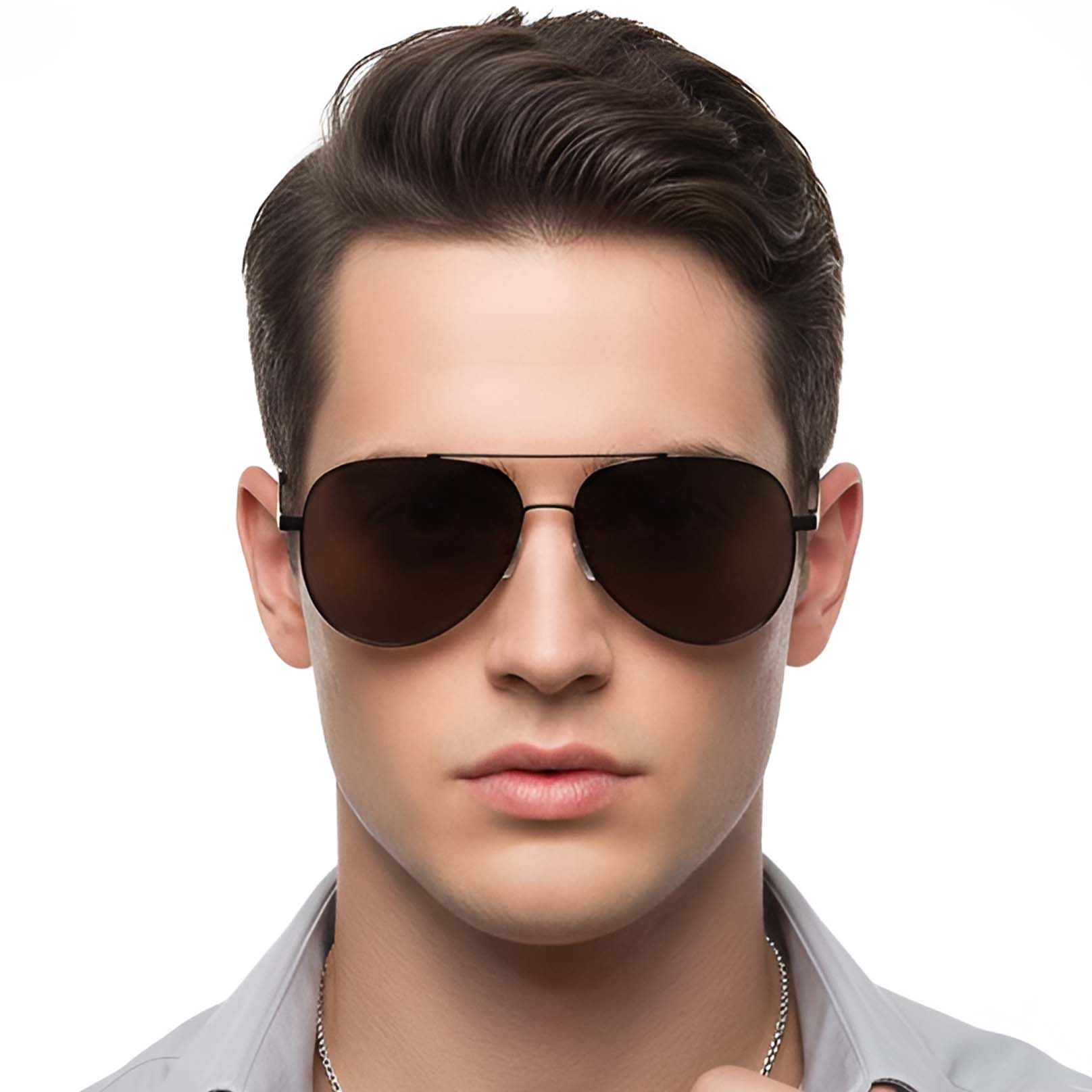 Aviator Black Metal Sunglasses #BS0824-0088