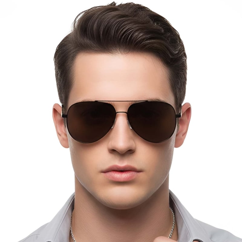 Aviator Black Metal Sunglasses #BS0824-0088