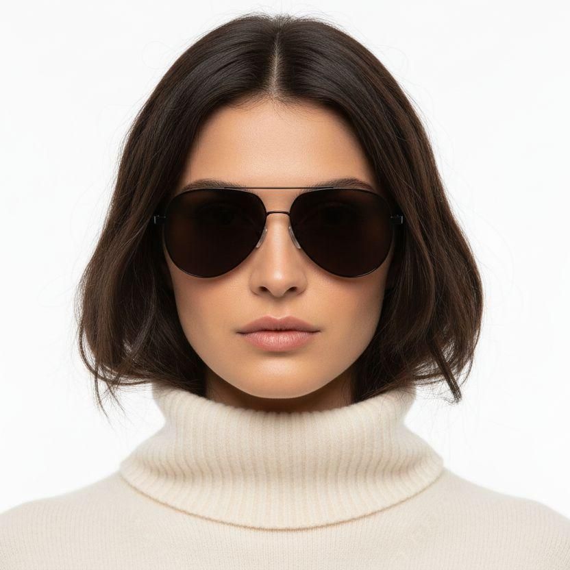 Aviator Black Metal Sunglasses #BS0824-0088