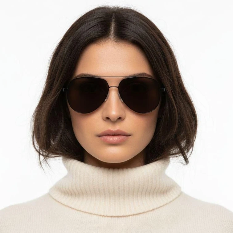 Gafas de sol de aviador de metal negro #BS0824-0088