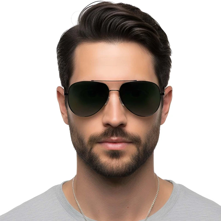 Gafas de sol de metal gris aviador #BS0824-0089