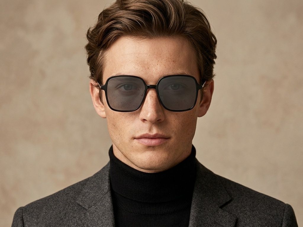 Rechteckige schwarze TR90-Sonnenbrille #BS0824-0097