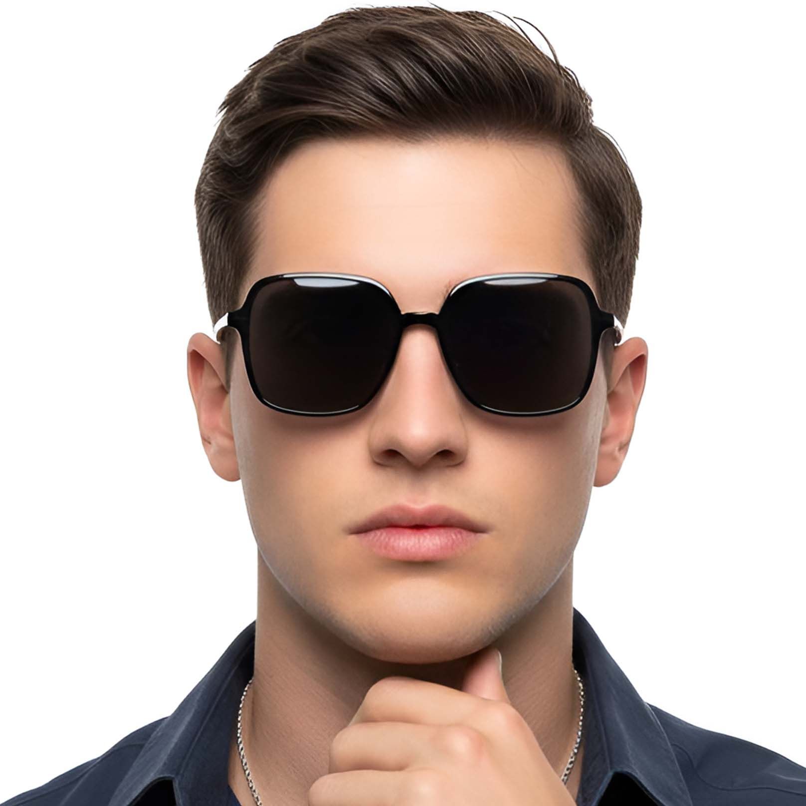 Rectangular Black TR90 Sunglasses #BS0824-0097