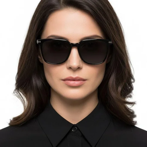 Lunettes de soleil rectangulaires noires TR90 #BS0824-0100