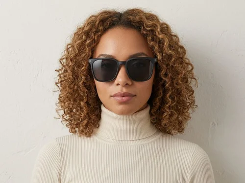 Lunettes de soleil rectangulaires noires TR90 #BS0824-0101