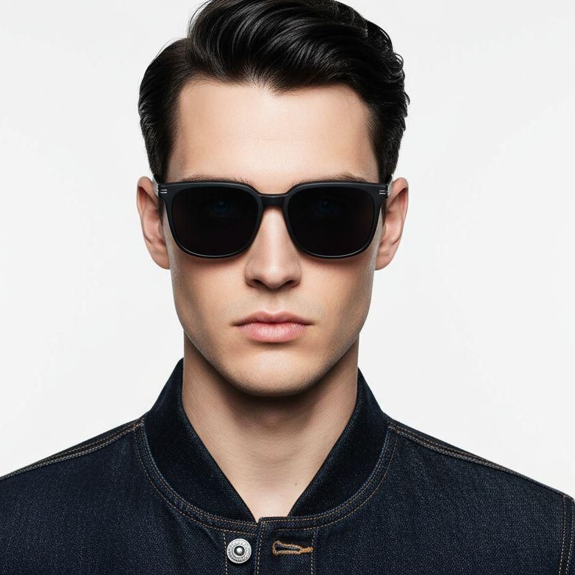 Rectangular Black TR90 Sunglasses #BS0824-0101