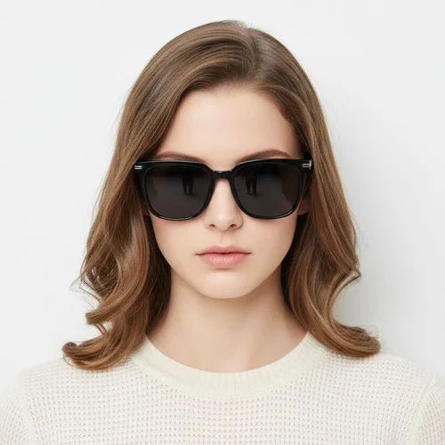 Lunettes de soleil rectangulaires grises TR90 #BS0824-0102
