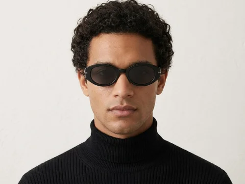 Lunettes de soleil ovales noires TR90 #BS0824-0106
