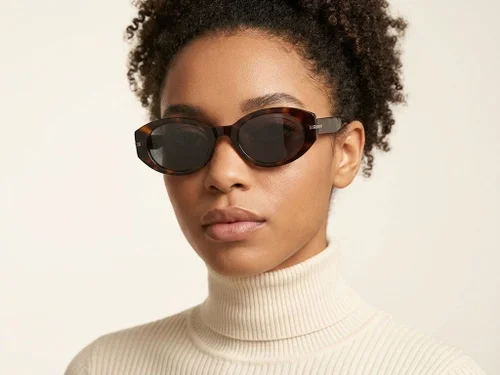 Lunettes de soleil ovales écaille de tortue TR90 #BS0824-0111