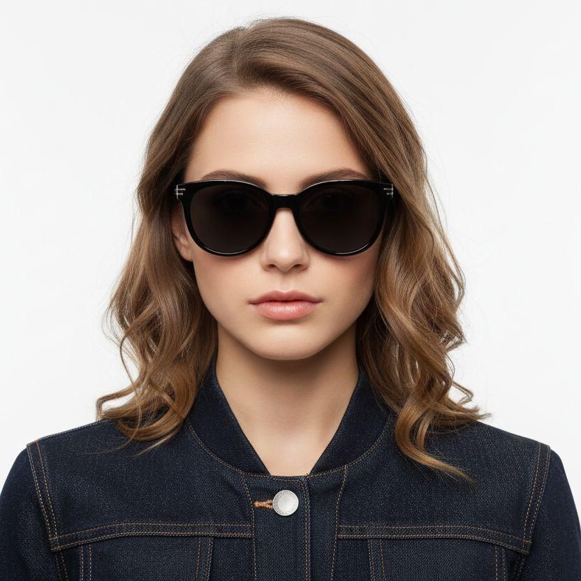 Lunettes de soleil ovales noires TR90 #BS0824-0112