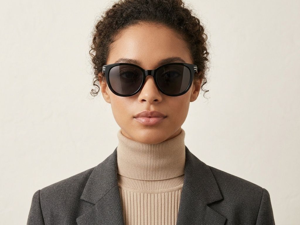 Lunettes de soleil ovales noires TR90 #BS0824-0113