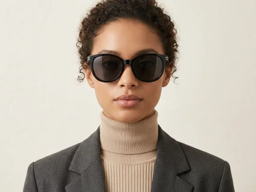 Lunettes de soleil ovales noires TR90 #BS0824-0113