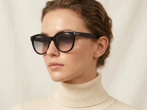 Lunettes de soleil ovales noires TR90 #BS0824-0114