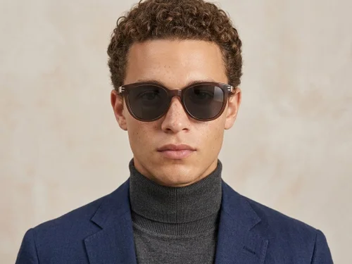 Lunettes de soleil ovales marron TR90 #BS0824-0115