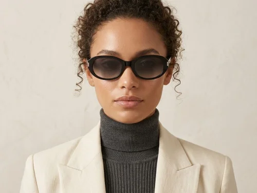 Lunettes de soleil ovales noires TR90 #BS0824-0119