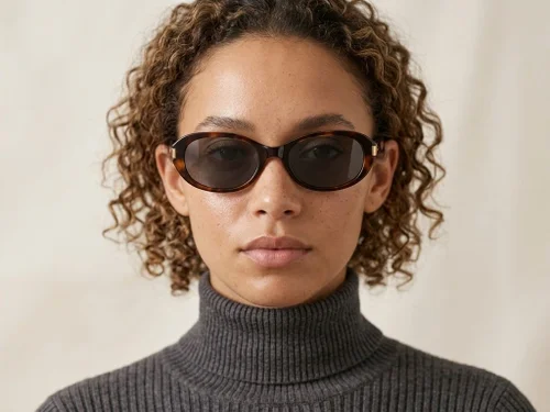 Lunettes de soleil ovales écaille de tortue TR90 #BS0824-0122