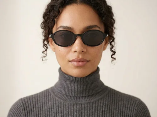 Lunettes de soleil ovales noires TR90 #BS0824-0130