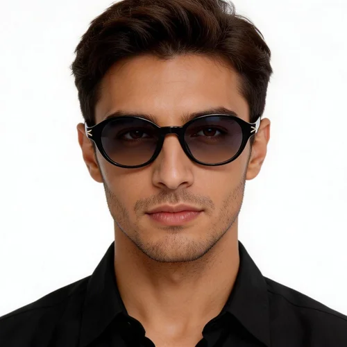 Lunettes de soleil ovales noires TR90 #BS0824-0131