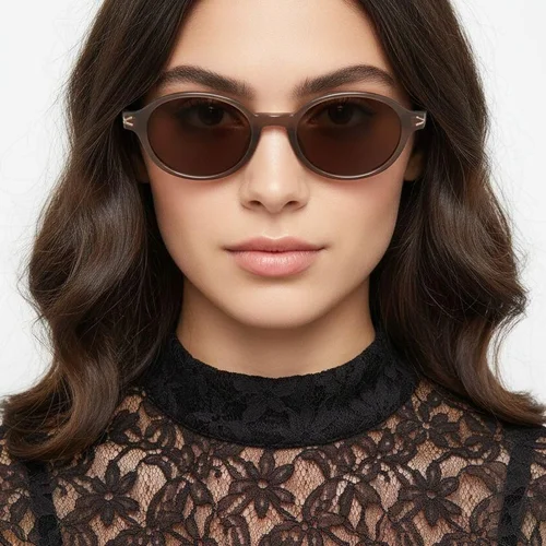 Lunettes de soleil ovales marron TR90 #BS0824-0135