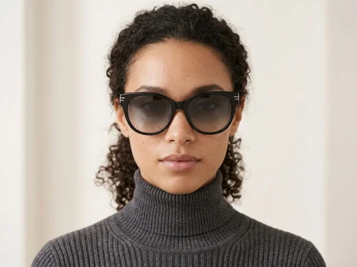 Lunettes de soleil ovales noires TR90 #BS0824-0138