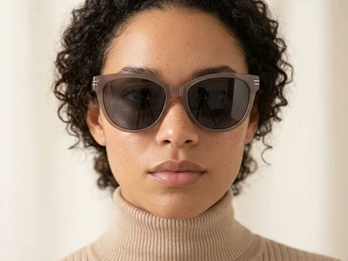 Lunettes de soleil ovales marron TR90 #BS0824-0142