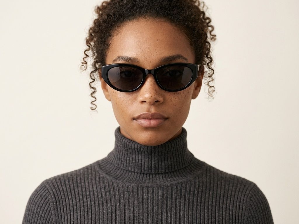Lunettes de soleil ovales noires TR90 #BS0824-0143