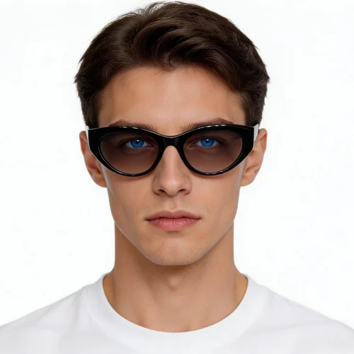 Lunettes de soleil ovales noires TR90 #BS0824-0144