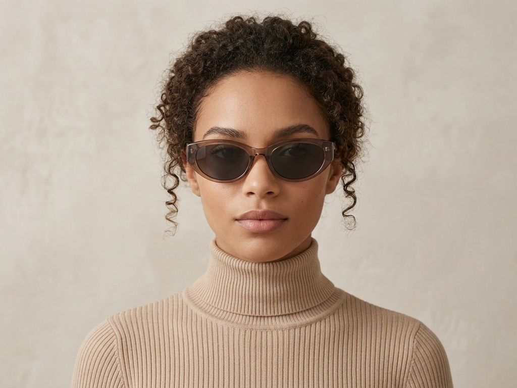 Lunettes de soleil ovales marron TR90 #BS0824-0146
