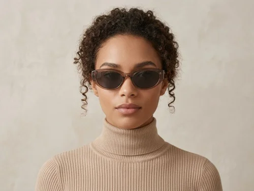 Lunettes de soleil ovales marron TR90 #BS0824-0146