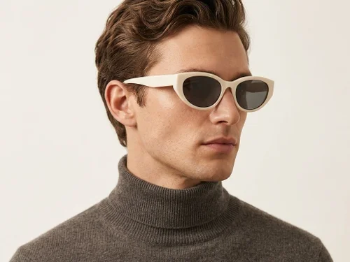 Lunettes de soleil ovales crème TR90 #BS0824-0147