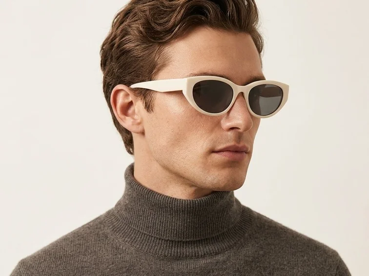 Gafas de sol ovaladas TR90 color crema #BS0824-0147