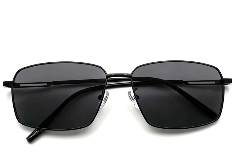 Rectangular Black Metal Sunglasses #BS0824-0149