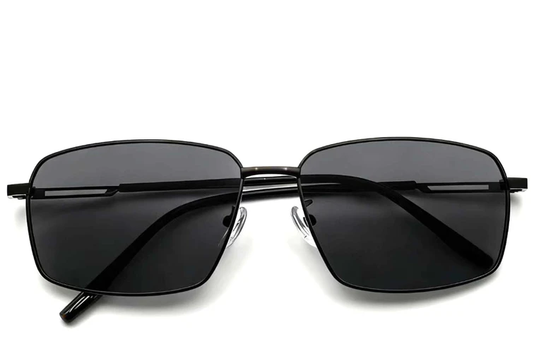 Lunettes de soleil rectangulaires en métal noir #BS0824-0149
