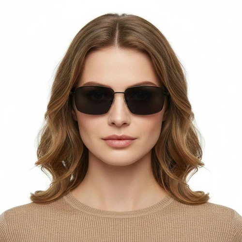 Rectangular Black Metal Sunglasses #BS0824-0149