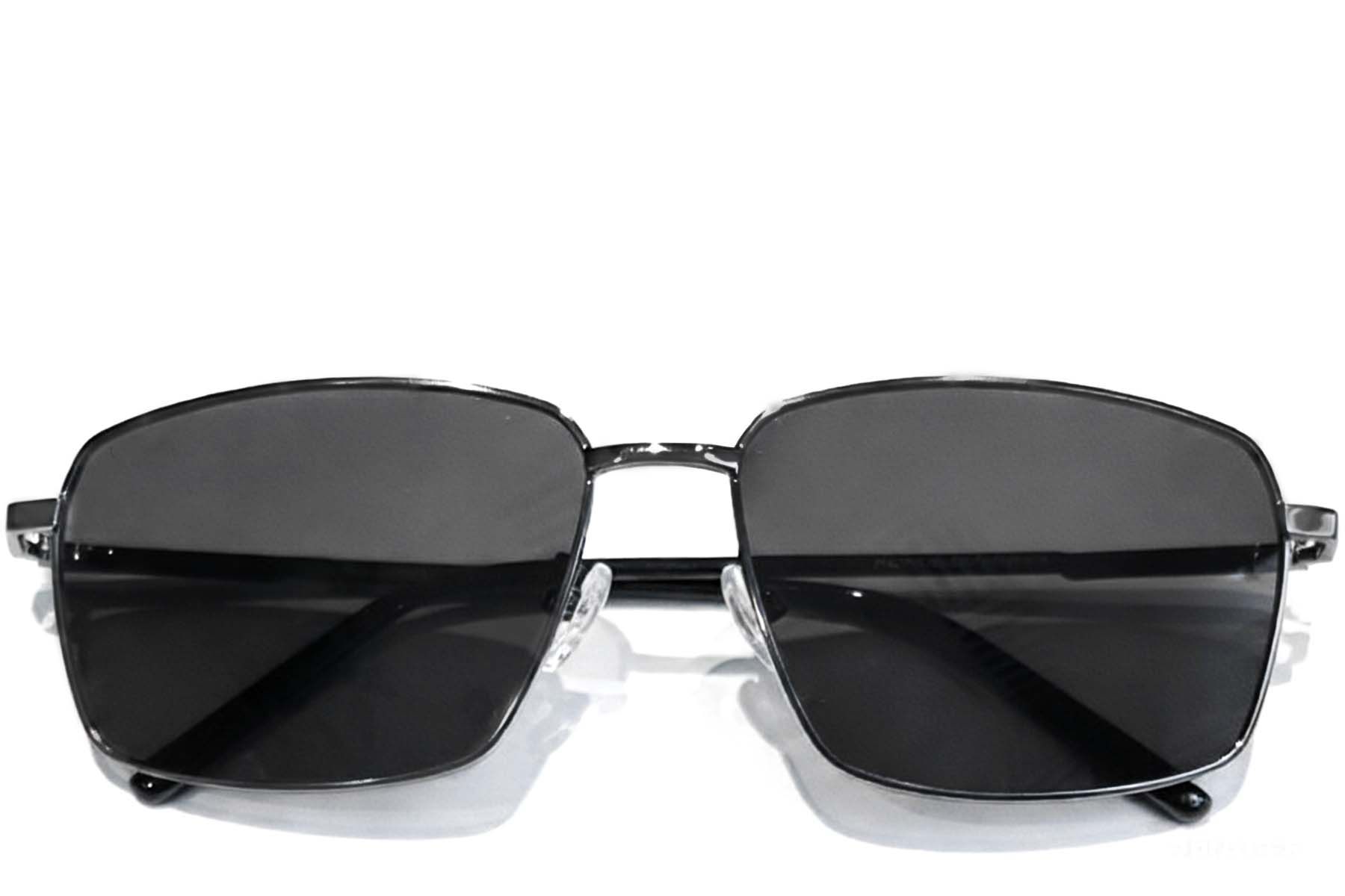 Gafas de sol rectangulares de metal gris #BS0824-0150