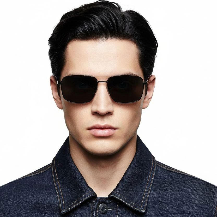 Rectangular Grey Metal Sunglasses #BS0824-0150