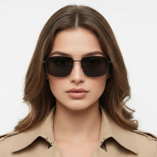 Rectangular Grey Metal Sunglasses #BS0824-0150