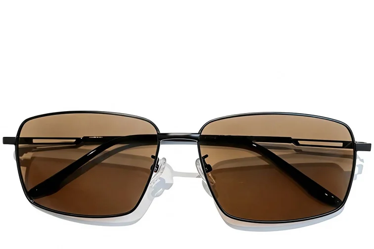 Rectangular Black Metal Sunglasses #BS0824-0152